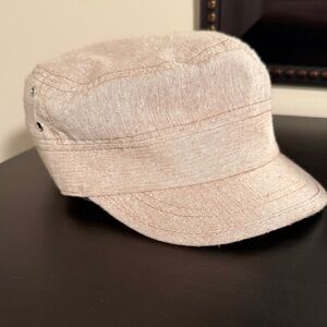 D&Y Beige Linen Military Cadet Cap